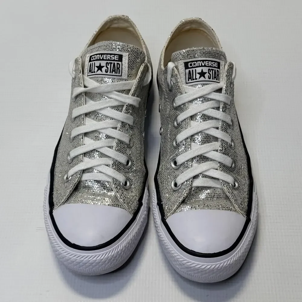 Converse Chuck Taylor All Star Shoes Womens Size 8 Silver Glitter Sneakers